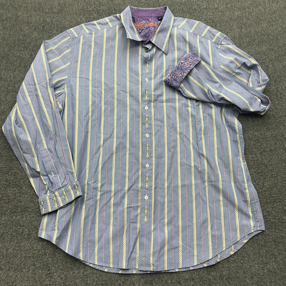 Robert Graham Flip Cuff Shirt Mens 3XL Multicolored Striped Long Sleeve - Picture 3 of 8